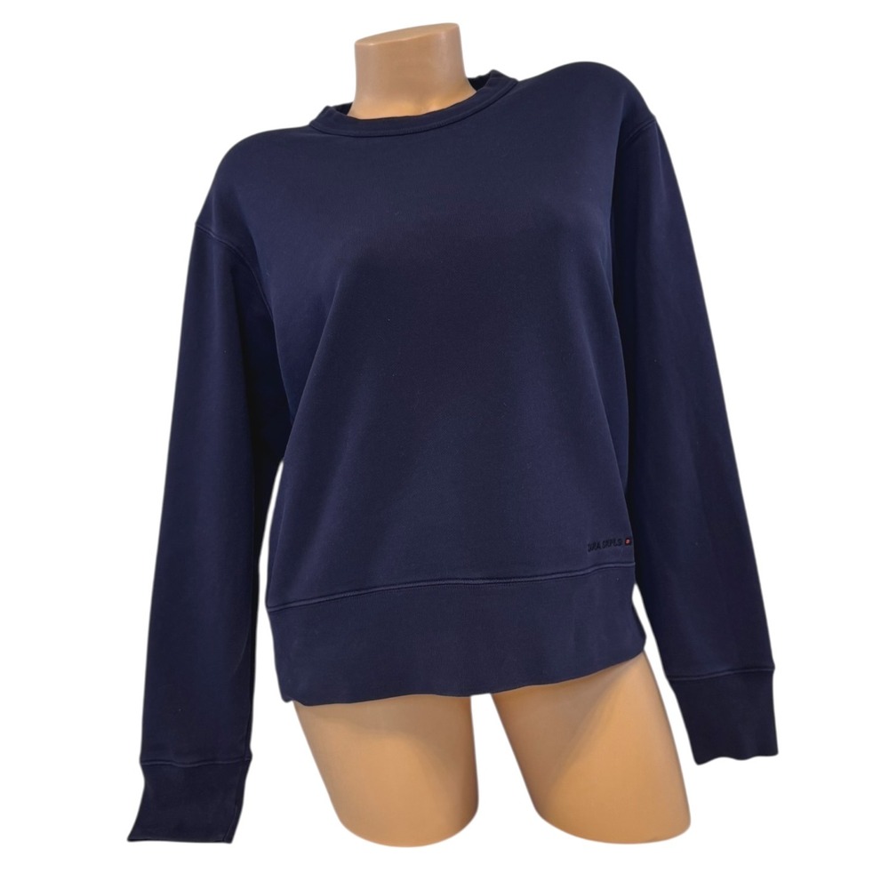 Zara SRPLS Womens Size SMALL Navy Blue Cotton Crewneck‎ Sweatshirt Long Sleeve